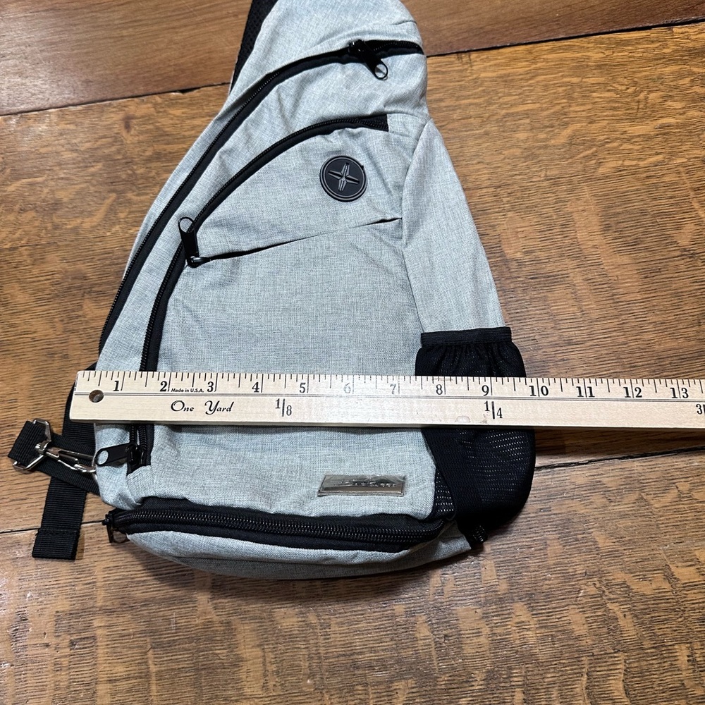Versatile Gray Sling Backpack With Multiple Compa… - image 5